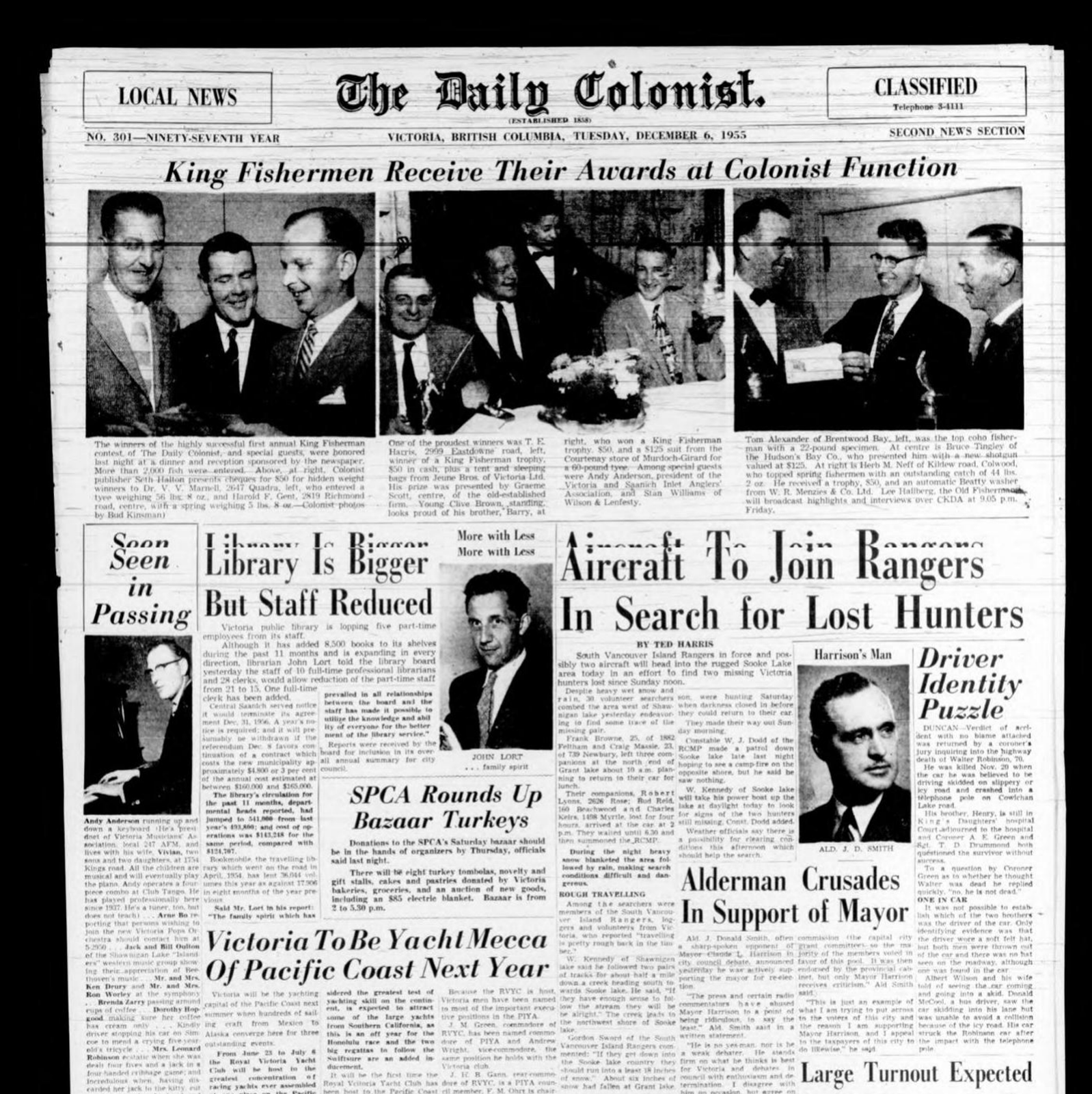 Scan of Daily Colonist, page 17, 6 December 1955 — the full page, shown because the article region could not be verified
