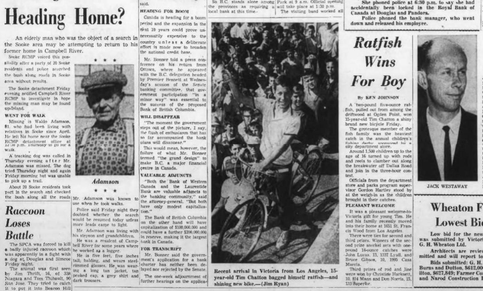 Scan of Daily Colonist, page 16, 25 July 1964 — the article “Heading Home?”