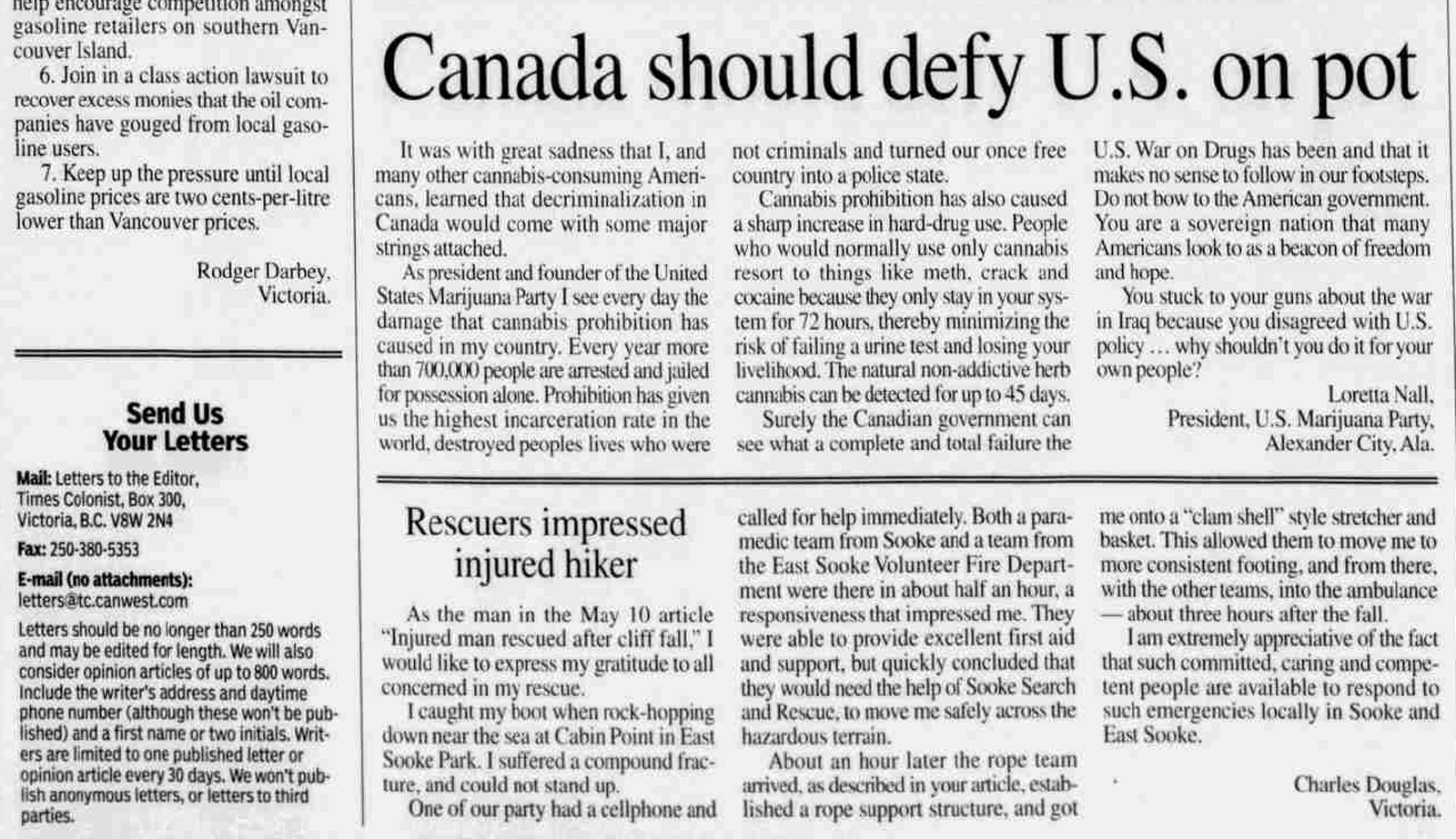 Scan of Times Colonist, page 39, 18 May 2003 — the catalogued article