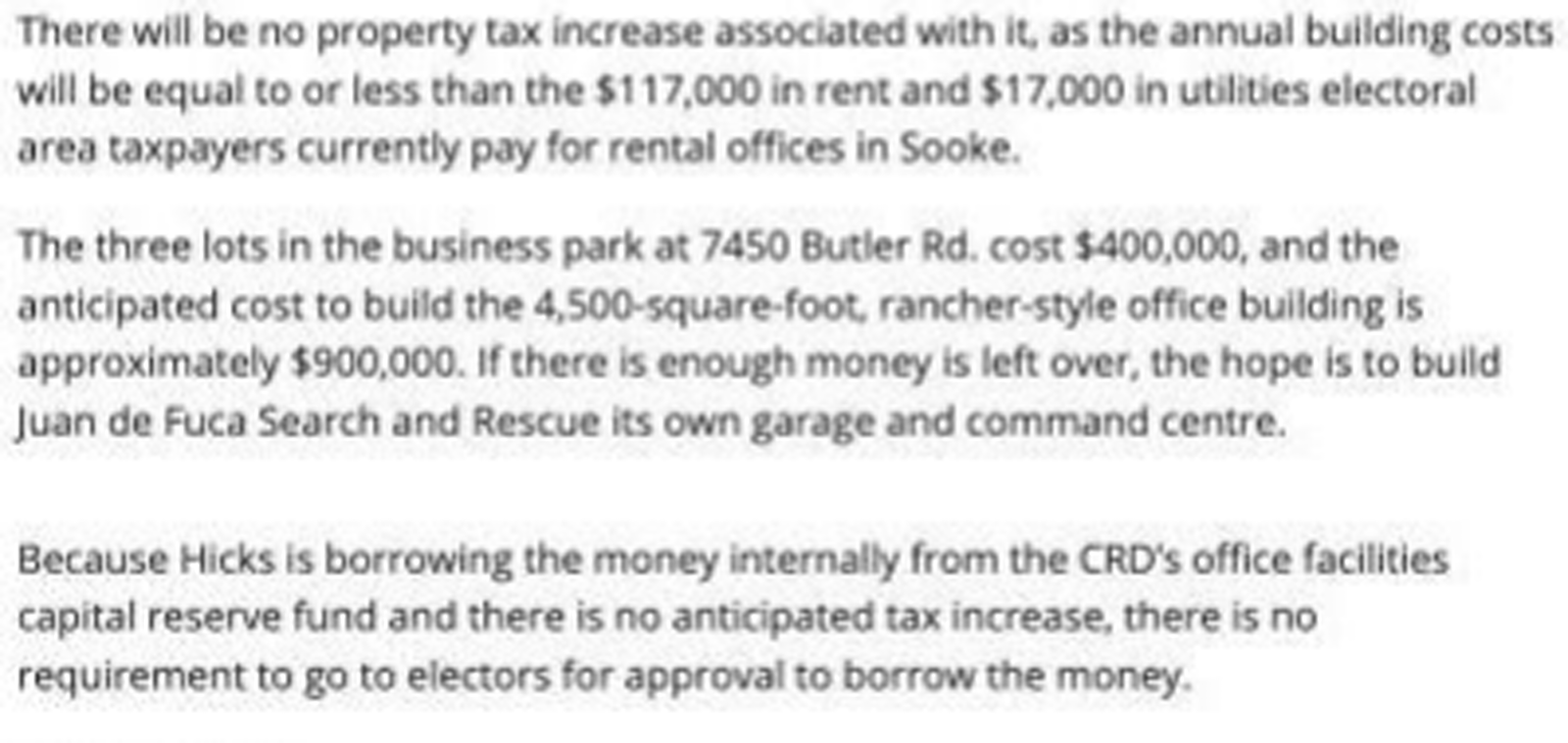 Scan of Sooke News Mirror, 14 March 2013 — the article “CRD building questioned”