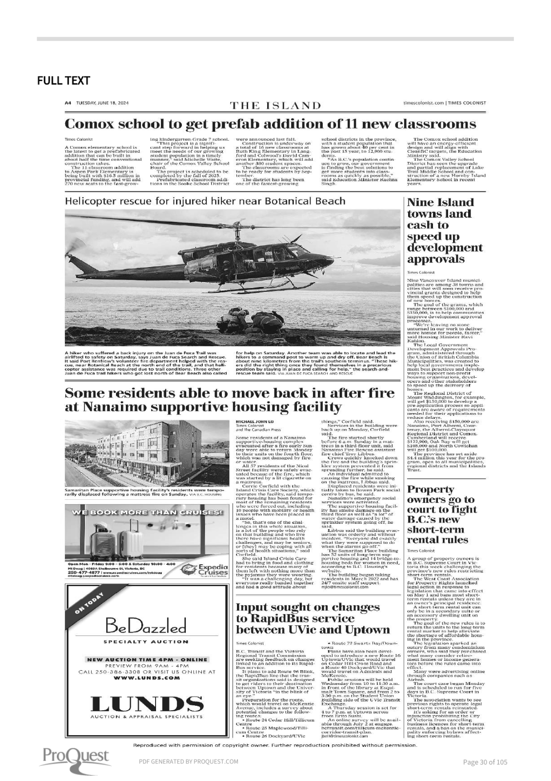 Scan of Times Colonist, page A4, 18 June 2024 — the full page, shown because the article region could not be verified