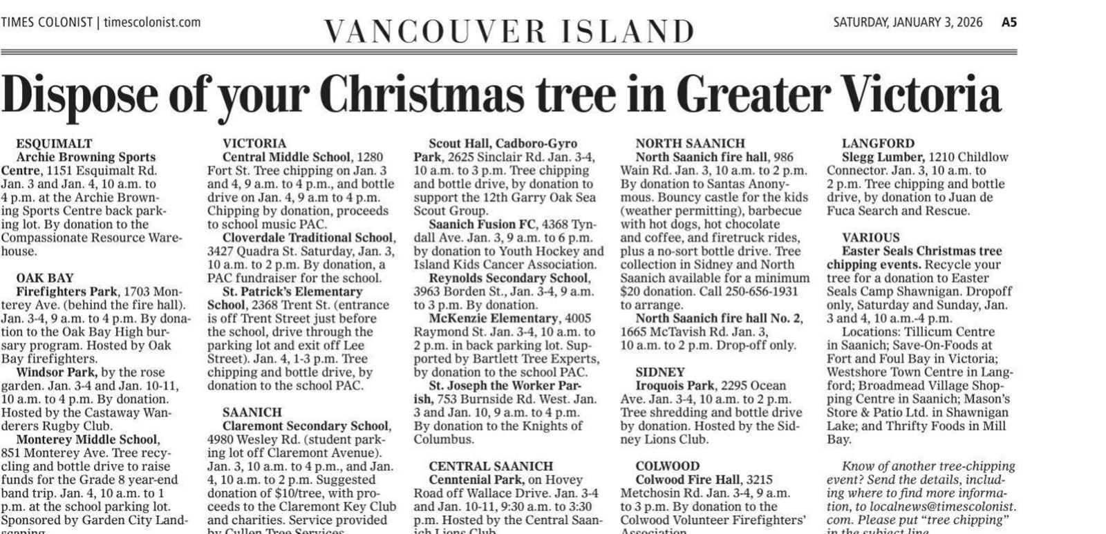 Scan of Times Colonist, page A5, 3 January 2026 — the catalogued article